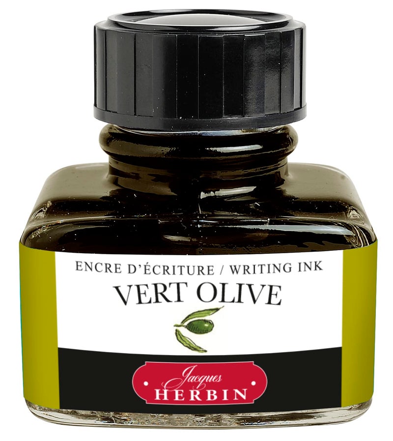 Jacques Herbin 13036T - 30ml Bottle of Ink for Fountain Pens and Rollerball Pens - Vert Olive - Image 1
